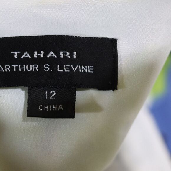 T Tahari Blue & Green Floral V-Neck Sheath Dress | Sleeveless Professional 12 - Picture 6 of 11